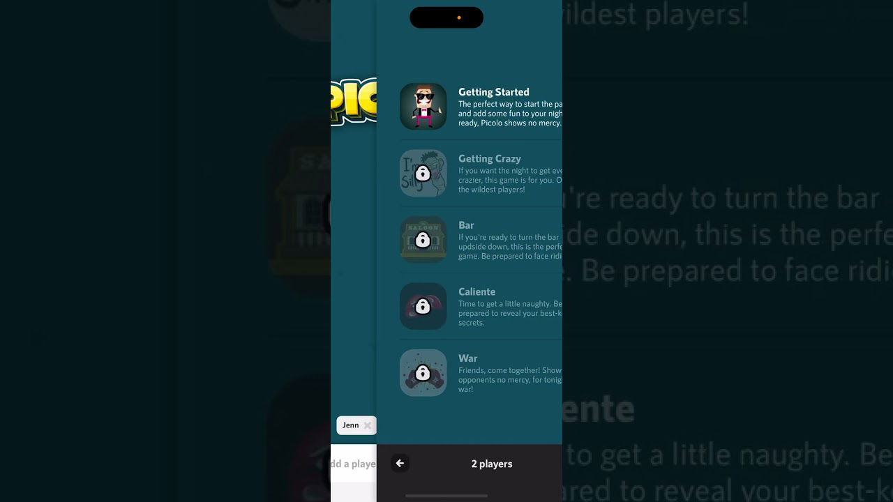 Picolo - Party Game app - overview